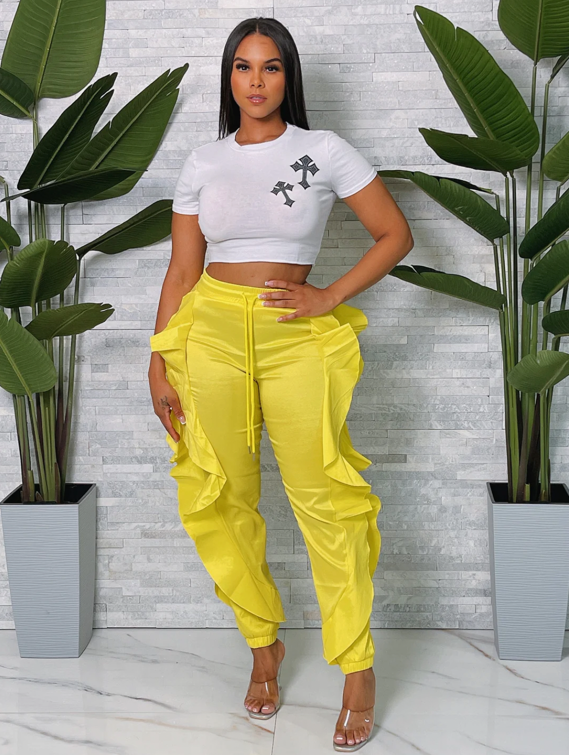 Pretty Curvy Show Out Joggers - Yellow