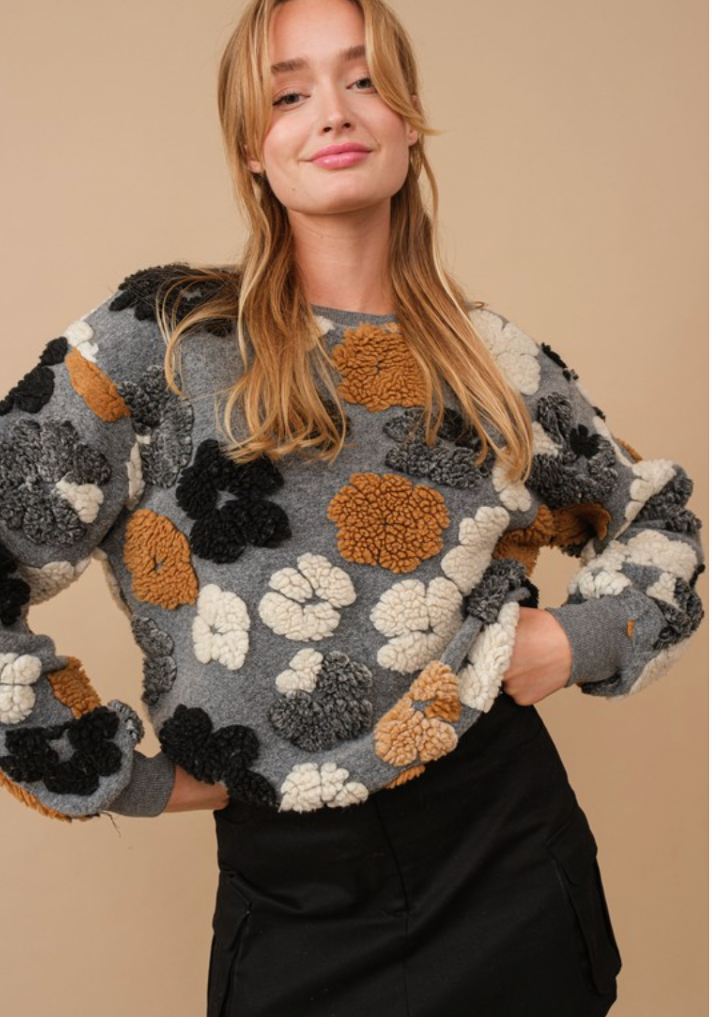 3D Flowers Sweater