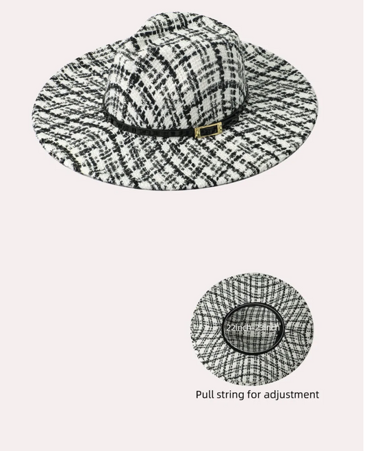 Tweed Fedora White & Black Hat